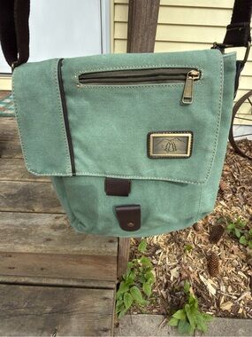 Green Canvas Crossbody Messenger Bag - Unbranded